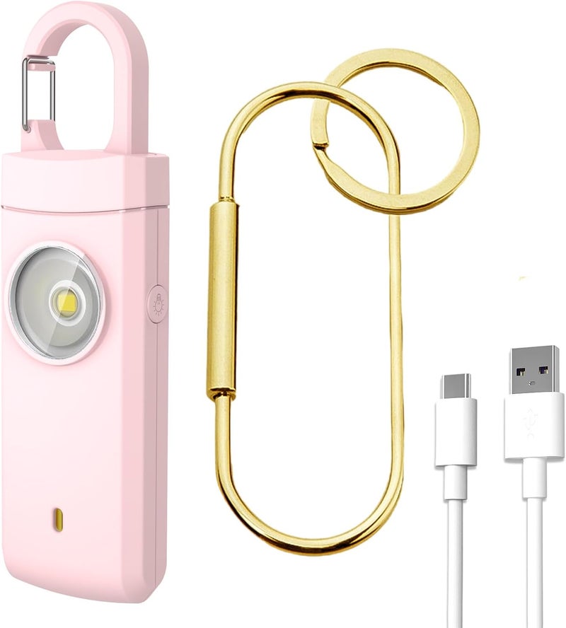 Gartmost Self Defense USB Rechargeable Alarm,130 dB Loud Siren with LED Strobe Light,Keychain Design for Easier Carrying, Personal Alarm for Women, Children, Elderly. (Pink) - Image 1
